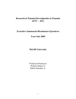 Research in Panama/Investigación en Panamá