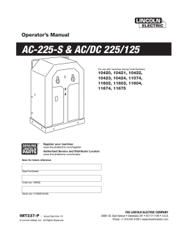 Operator`s Manual AC-225-S & AC/DC 225/125