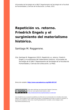 Repetición vs. retorno. Friedrich Engels y el