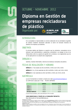 Diploma en Gestión de empresas recicladoras de plástico