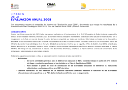 resumen de la evaluación anual 2008