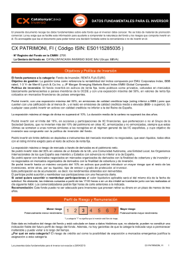 CX PATRIMONI, FI ( Código ISIN: ES0115285035 )