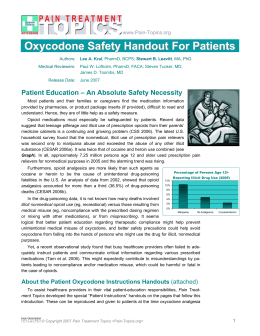 Oxycodone Safety Handout for Patients