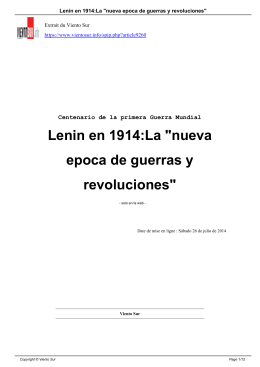 Lenin en 1914:La "nueva epoca de guerras y