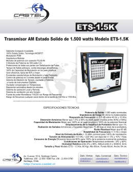 Transmisor AM Estado Solido de 1.500 watts Modelo ETS-1.5K