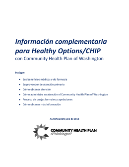 Información complementaria para Healthy Options/CHIP