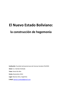 El Nuevo Estado Boliviano: la construcción de hegemonía