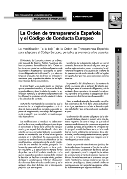 La Orden de transparencia Española y el Código de Conducta