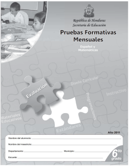 Pruebas Formativas Mensuales: Español y Matemáticas, sexto grado