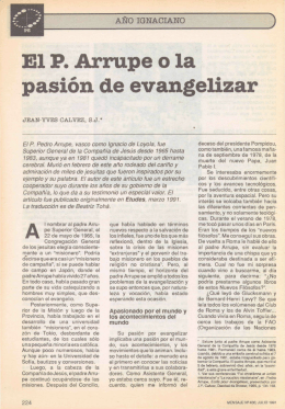 El P. Arrupe o la pasión de evangelizar