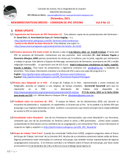 COMISION DE JPIC OFICINA Vol.4 No 12 1. ROMA UPDATE