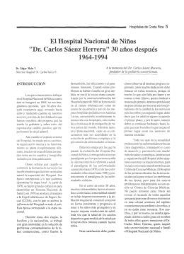 El Hospital Nacional de Niños "Dr. Carlos Sáenz Herrera