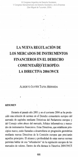 la directiva 2004/39/ce - Universidad Argentina de la Empresa