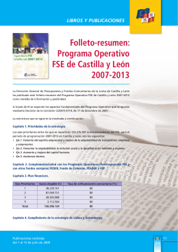 Folleto-resumen: Programa Operativo FSE de Castilla y León 2007