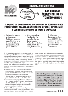 Presupuestos del Ayuntamiento de Torremolinos 2013