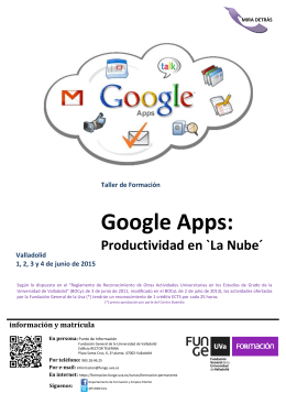Google Apps: - Formación - Universidad de Valladolid