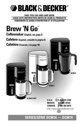 Brew `N Go™ - Applica Use and Care Manuals
