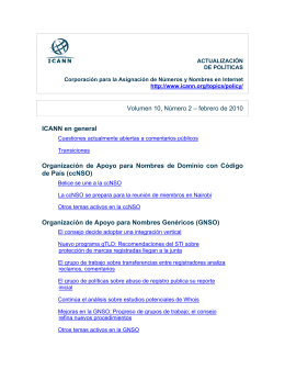 Volumen 10, Número 2 – febrero de 2010 ICANN en general