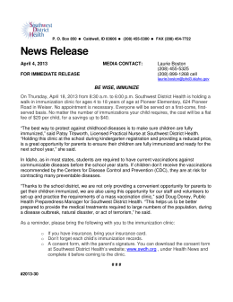 News Release - Southwest District Health