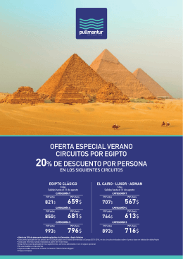 oferta especial verano circuitos por egipto 20% de