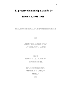 El proceso de municipalización de Sabaneta, 1958-1968