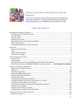 Manual para Padres del Distrito Escolar de Medford Índice de