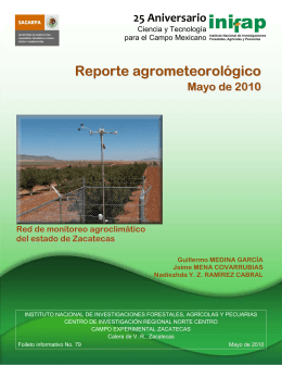Reporte agrometeorológico Mayo de 2010