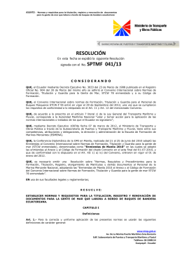 Resolucion No. SPTMF 041-13 - Ministerio de Transporte y Obras