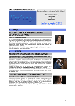 Agenda julio-agosto 2012 - Embajada de Francia en Uruguay