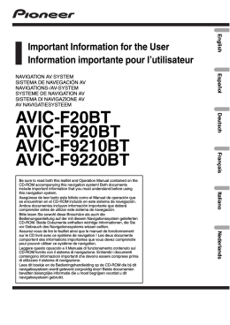 AVIC-F20BT AVIC-F920BT AVIC-F9210BT AVIC