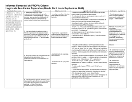 Informe de progreso del Proyecto 2009 sep
