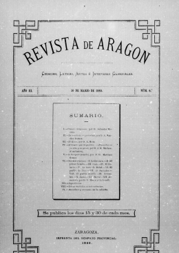 Revista de Aragón, año III, 1.ª época, número 6 (30 de marzo de 1880)