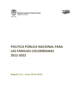politica pública nacional para las familias colombianas 2012-2022