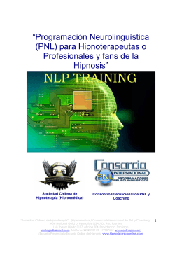 “Programación Neurolinguística (PNL) para Hipnoterapeutas o