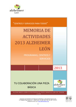 MEMORIA DE ACTIVIDADES 2013 ALZHEIMER LEÓN