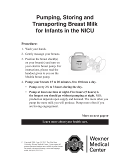 Pumping, Storing and Transporting Breast Milk