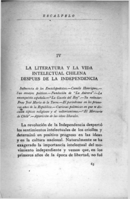 la literatura y la vida intelectual chilena despues de la independencia