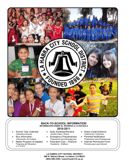 BACK-TO-SCHOOL INFORMATION 2010-2011