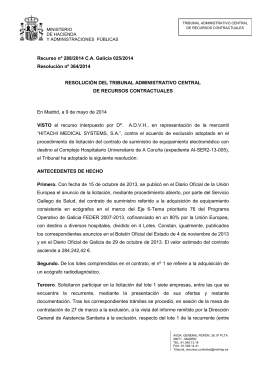 Recurso nº 288/2014 C.A. Galicia 025/2014 Resolución nº 364/2014