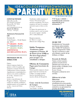 23 de Enero del 2015--Parent Weekly