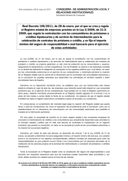 Real Decreto 106-2011 registro empresas Ley 2