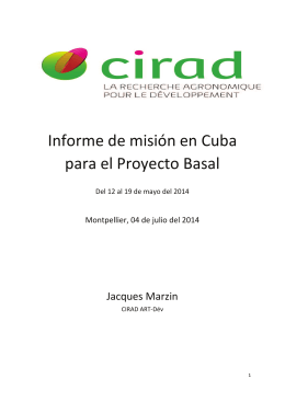Informe de misión en Cuba para el Proyecto Basal - Agritrop