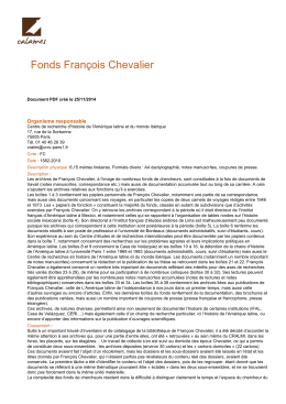 Inventaire du fonds François Chevalier - Calames