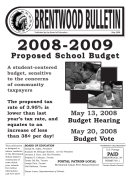 Proposed School Budget Proposed School Budget