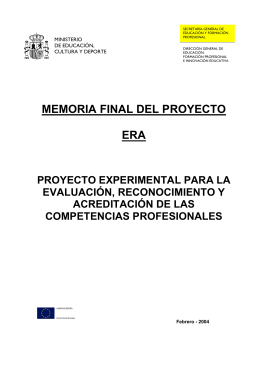 memoria final del Proyecto ERA - Ministerio de Educación, Cultura y