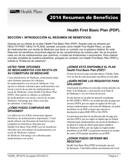 2014 PDP plan Summary of Benefits Spanish