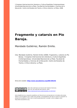 Fragmento y catarsis en Pío Baroja