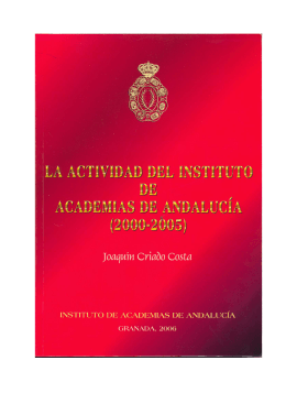 CRIADO COSTA, JOAQUÍN (2006): La Actividad del Instituto de