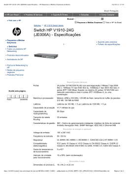 (JE006A) especificações - HP Pequenas e Médias