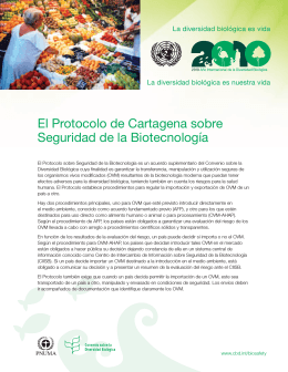 El Protocolo de Cartagena sobre Seguridad de la Biotecnología